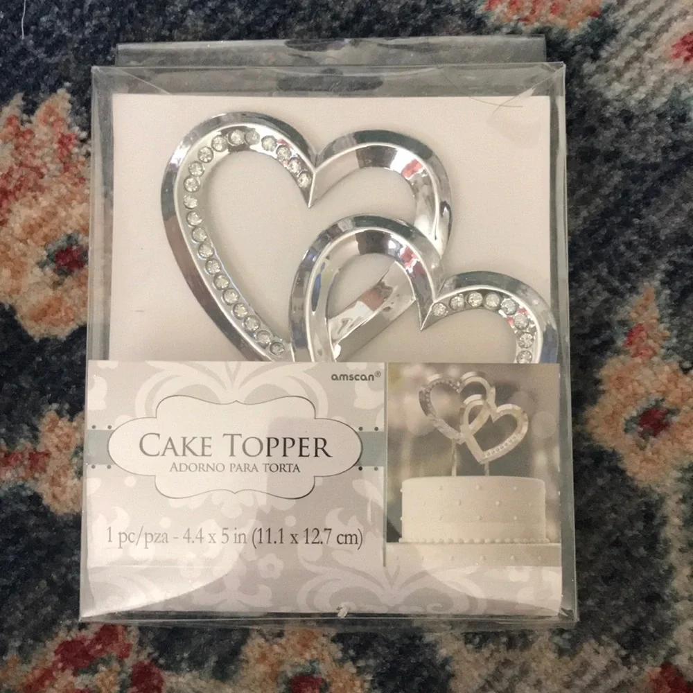 Rhinestone Hearts Cake Topper
